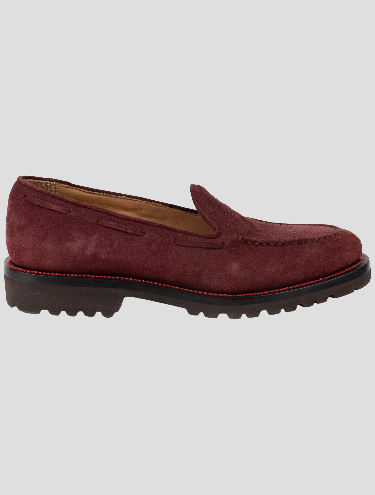 Kiton Burgundy Leather Suede Loafers