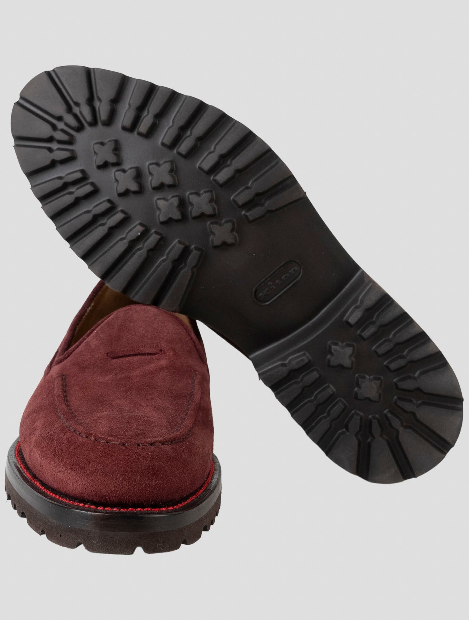 Kiton Burgundy Leather Suede Loafers