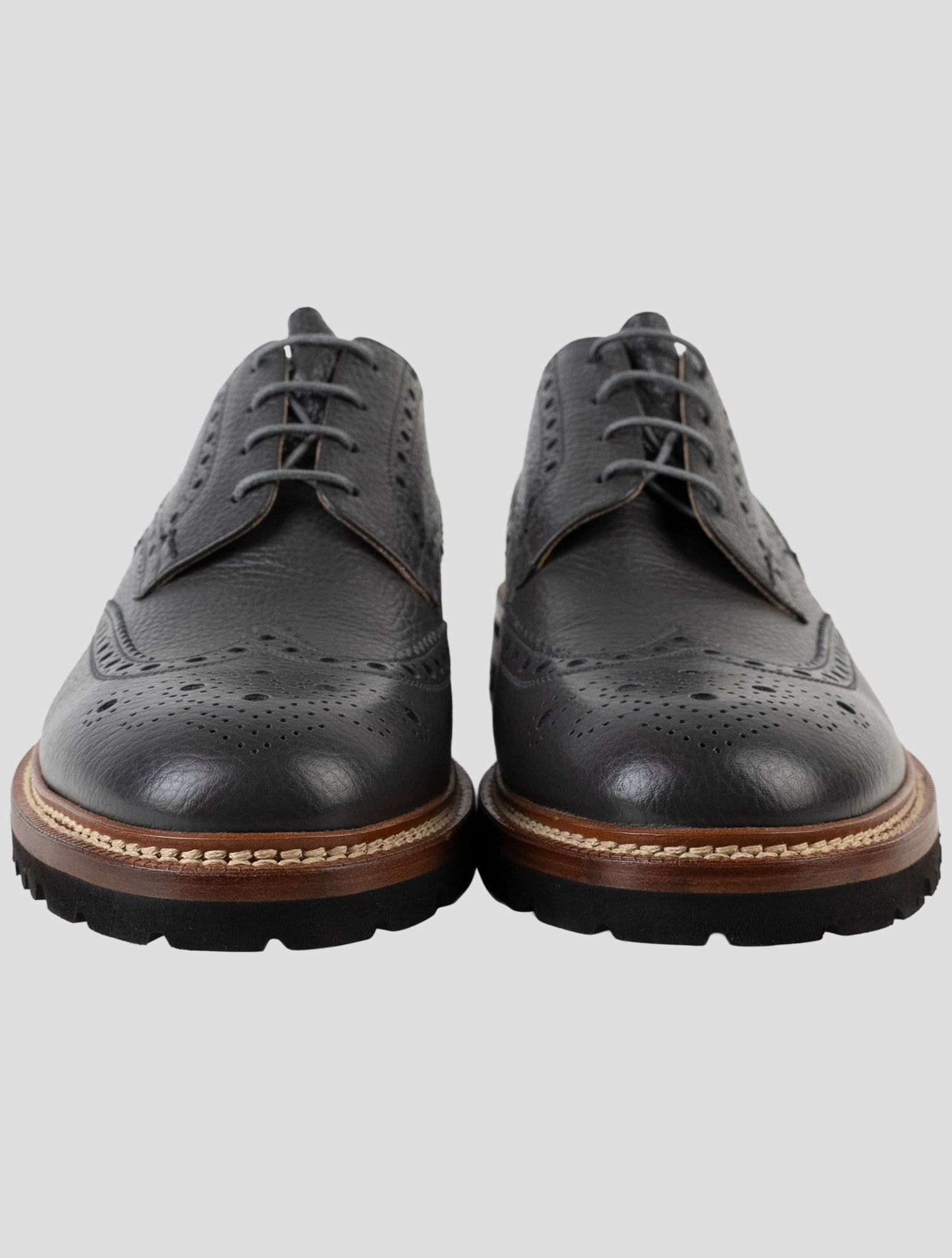 Kiton Gray Leather Dress Shoes
