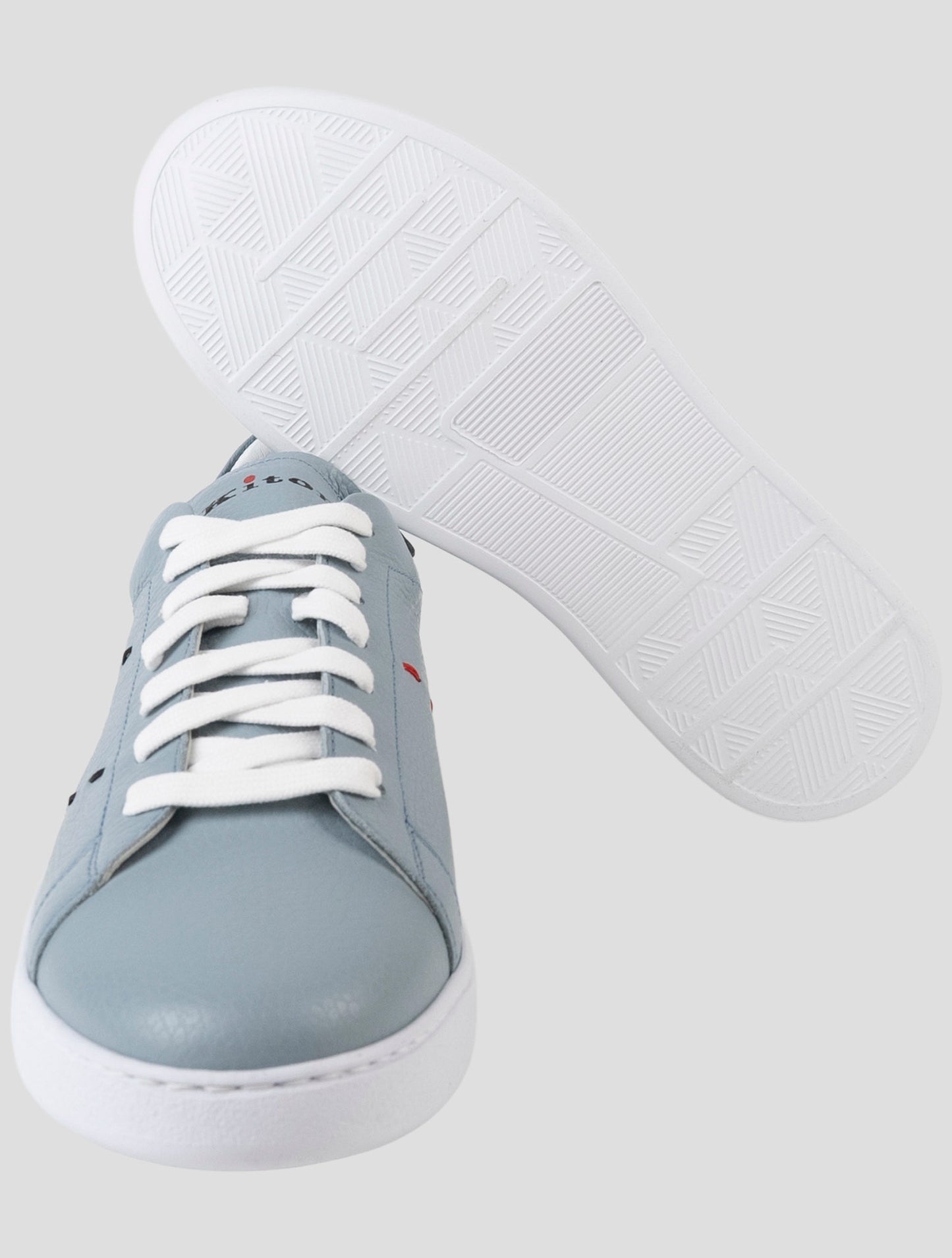 Kiton Gray Leather Sneakers