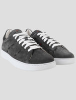 Kiton Gray Leather Suede Sneakers