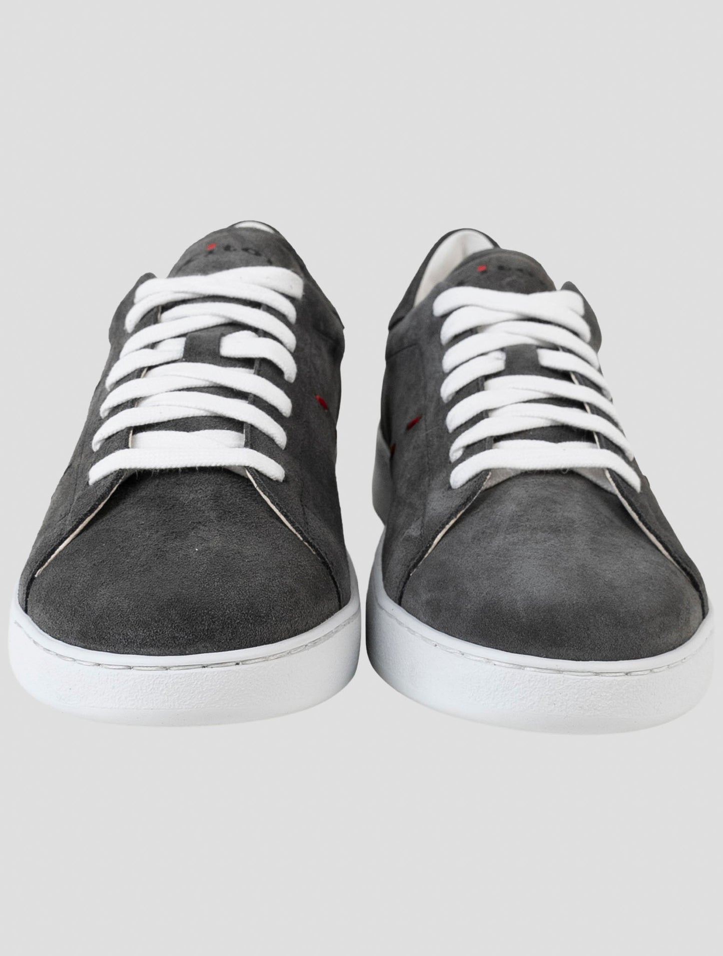 Kiton Gray Leather Suede Sneakers