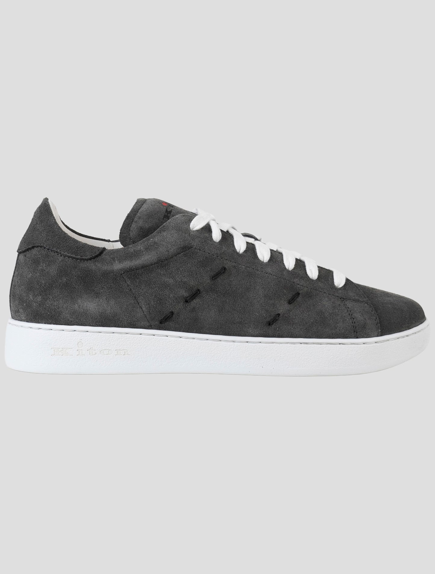 Kiton Gray Leather Suede Sneakers