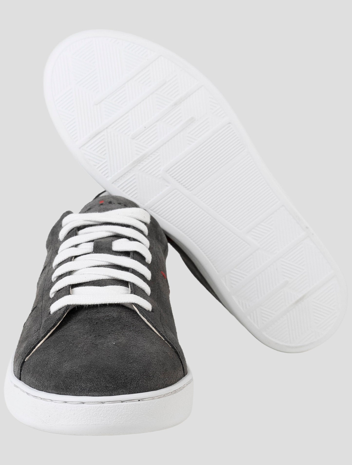 Kiton Gray Leather Suede Sneakers