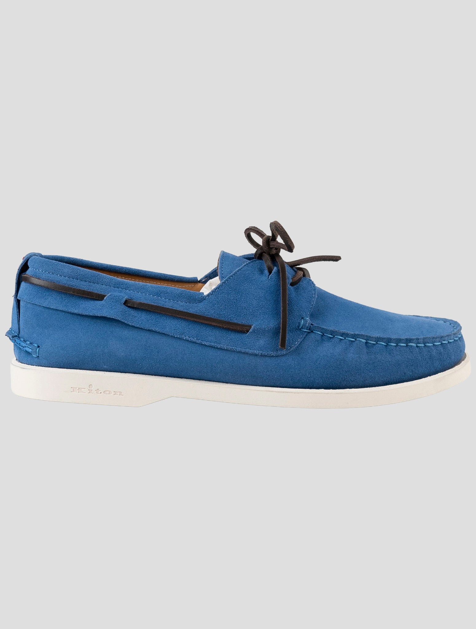 Kiton Blue Leather Suede Loafers