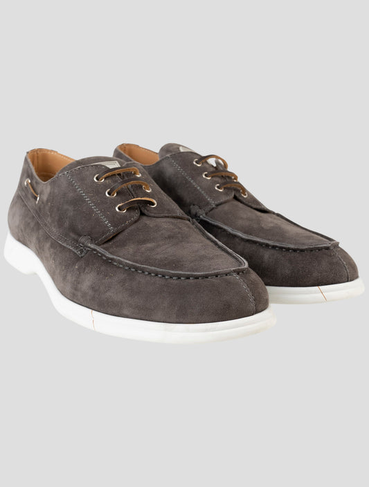 Kiton Gray Leather Suede Loafers
