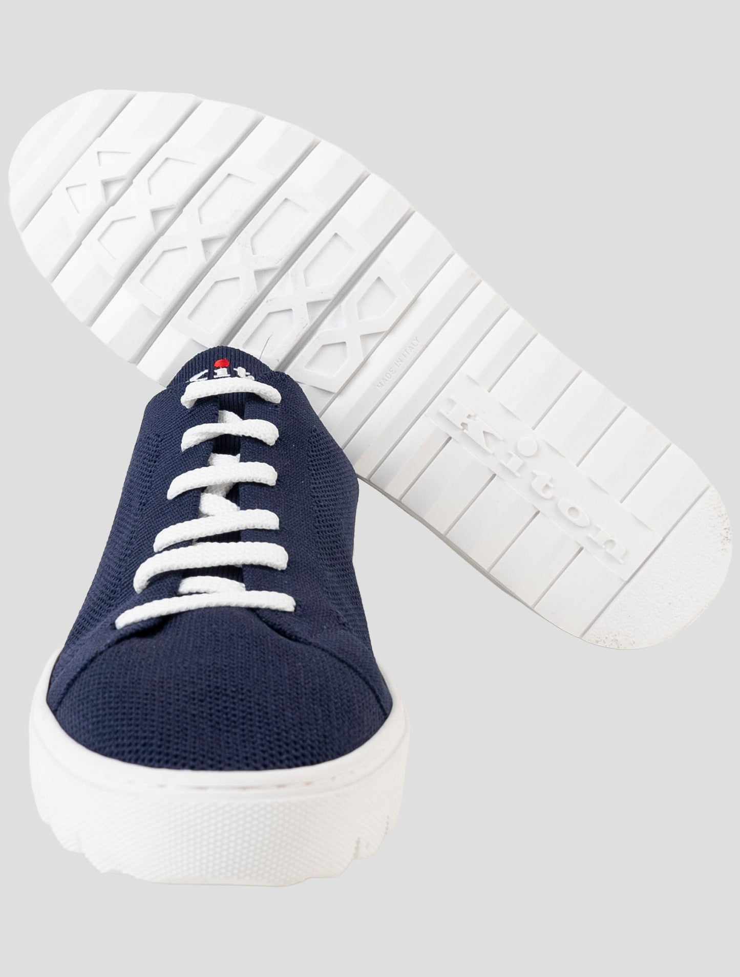 Kiton Blue Cotton Ea Sneakers