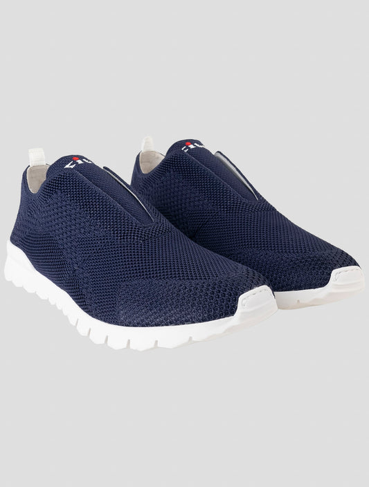 Kiton Blue Cotton Ea Sneakers