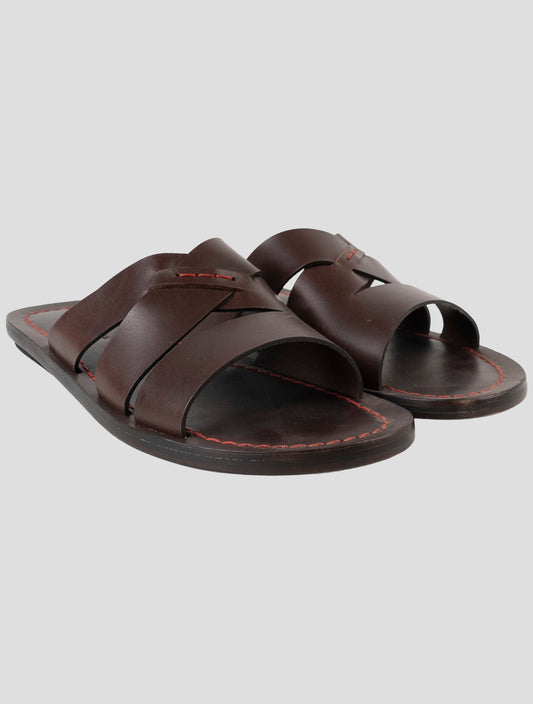Kiton Brown Leather Slippers