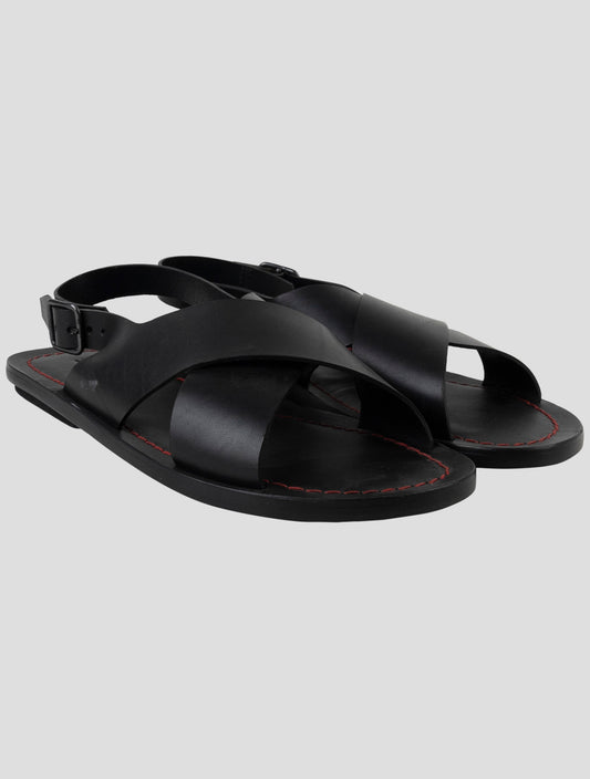Kiton Black Leather Slippers