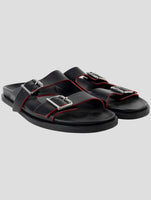 Kiton Black Leather Slippers