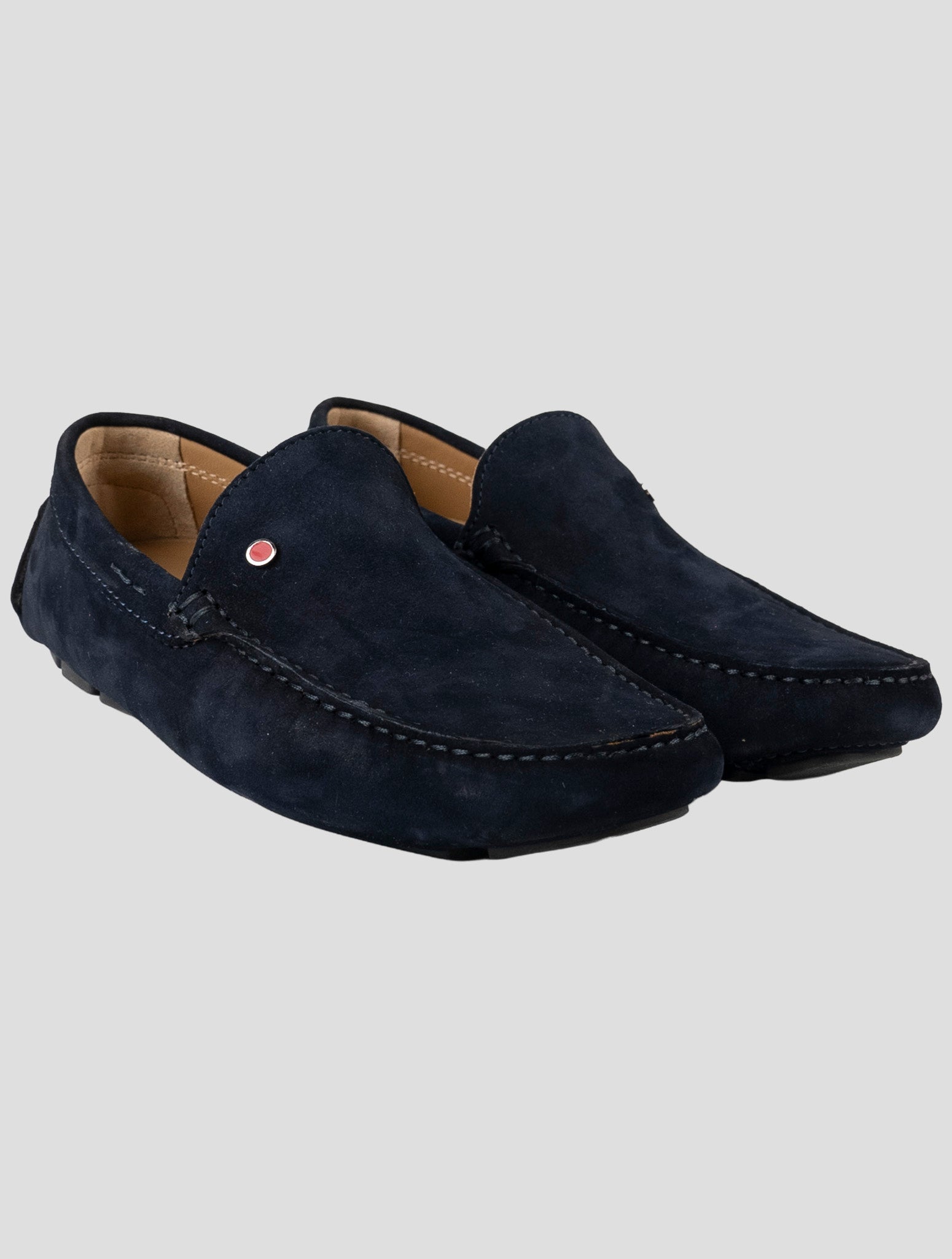 Kiton Blue Leather Suede Loafers