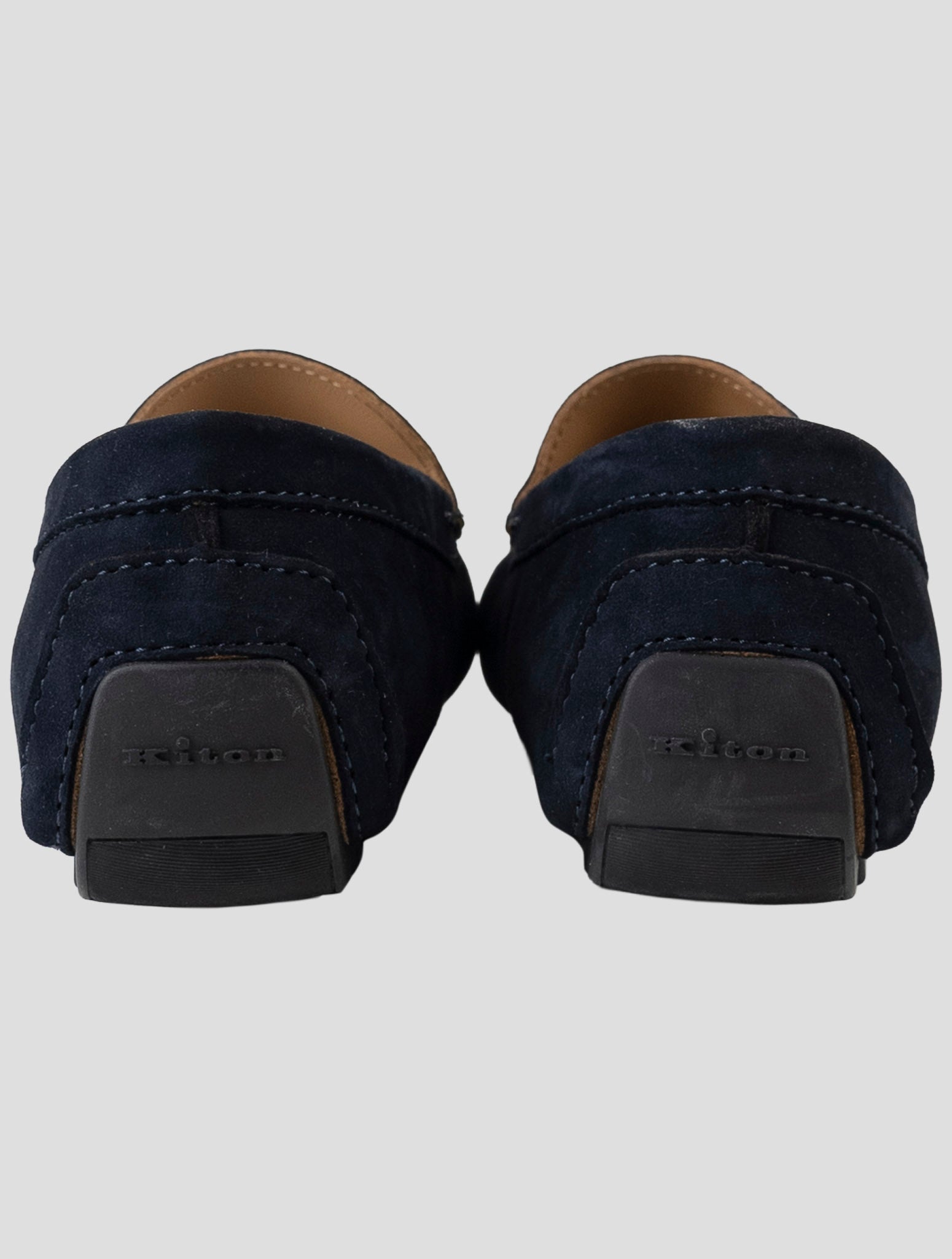 Kiton Blue Leather Suede Loafers