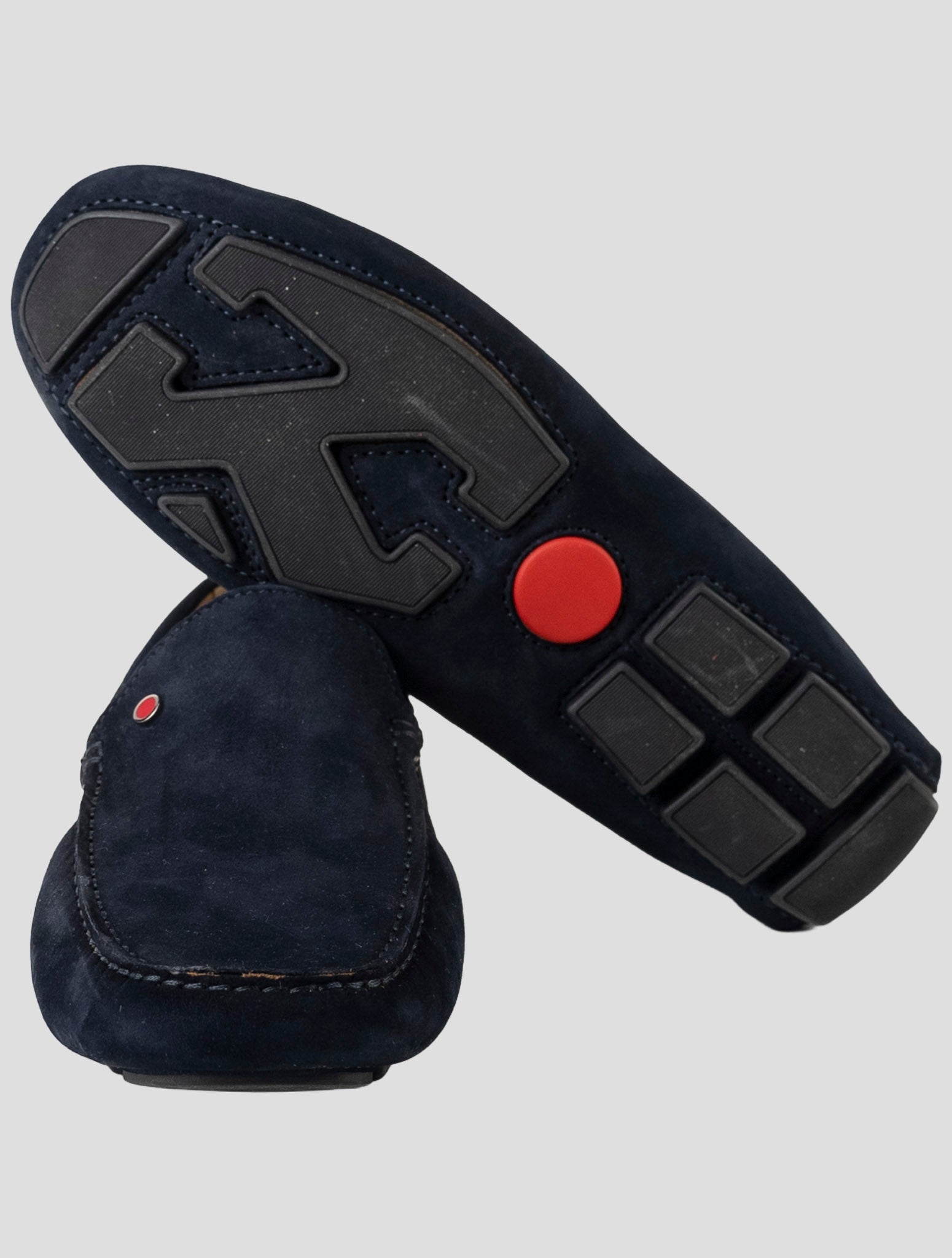 Kiton Blue Leather Suede Loafers