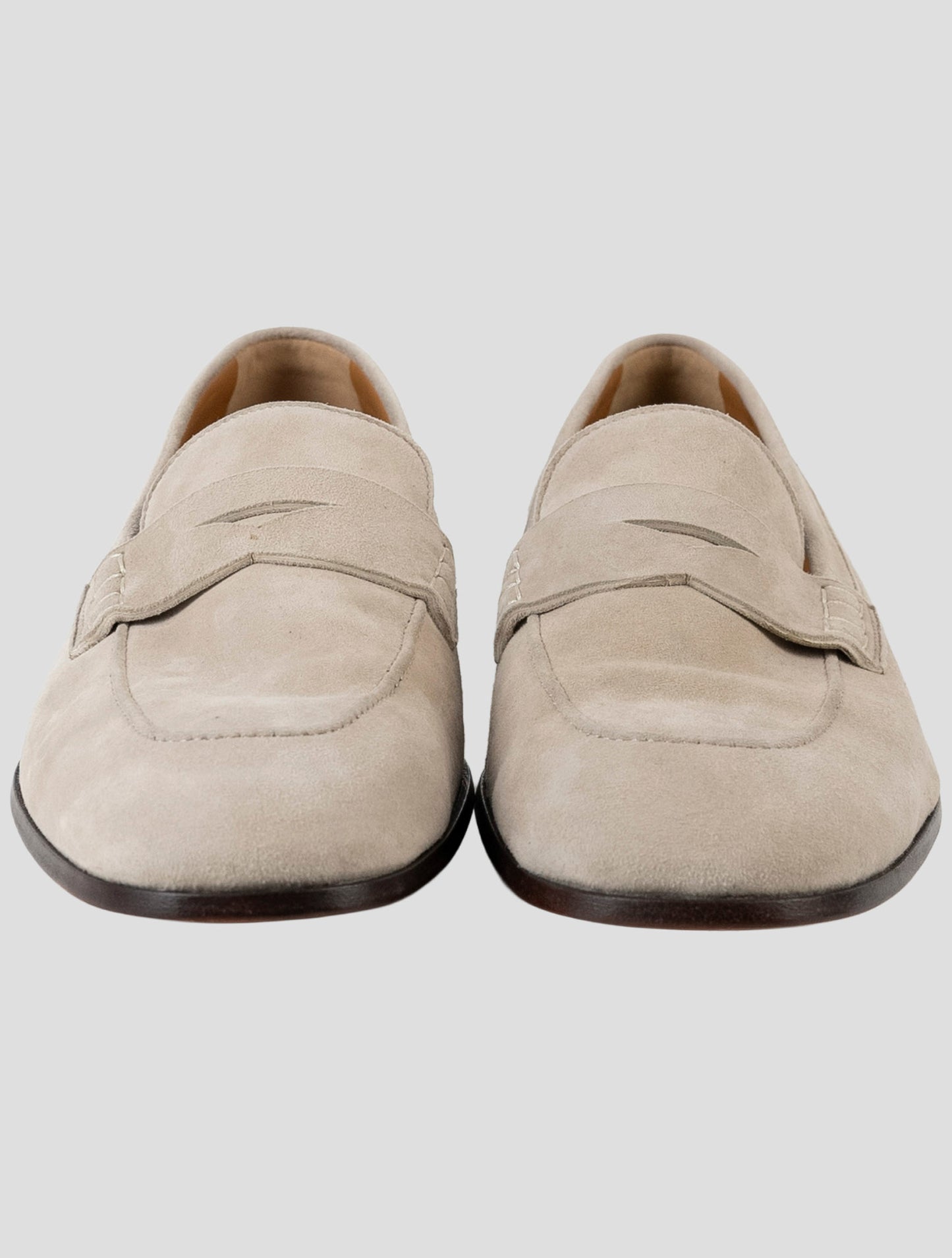 Kiton Beige Leather Suede Loafers
