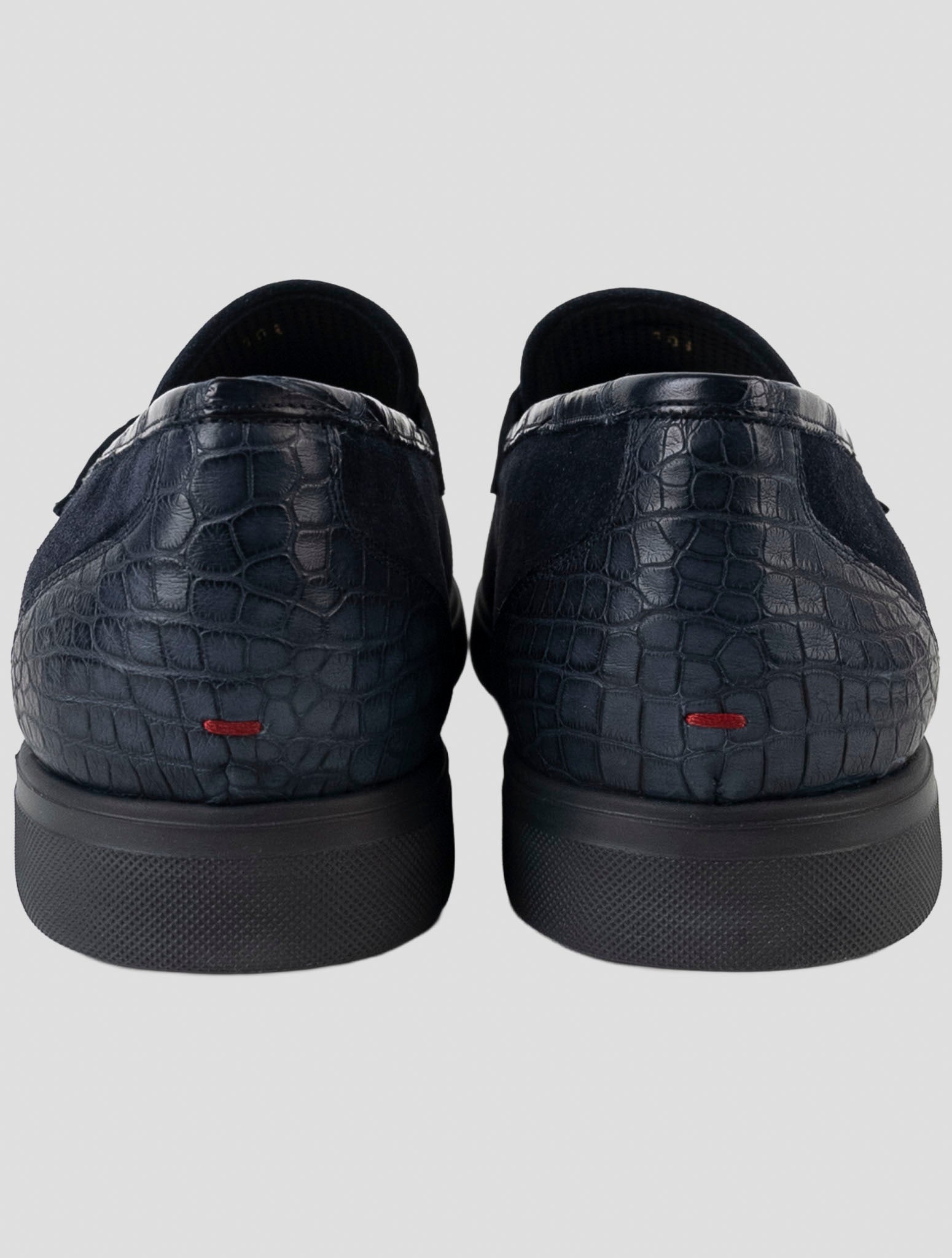 Kiton Blue Leather Crocodile Leather Suede Loafers