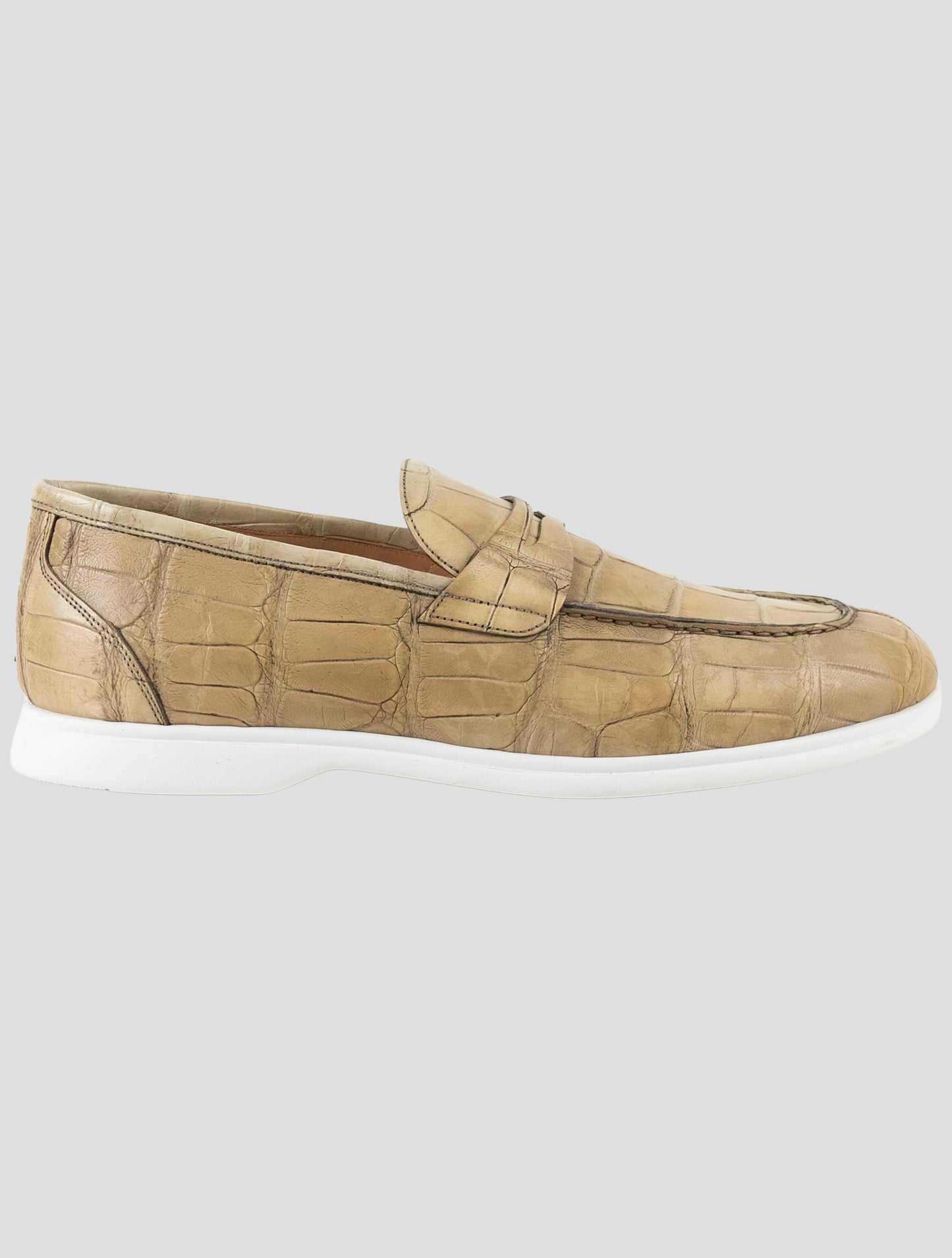 Kiton beige Leather Crocodile Loafers