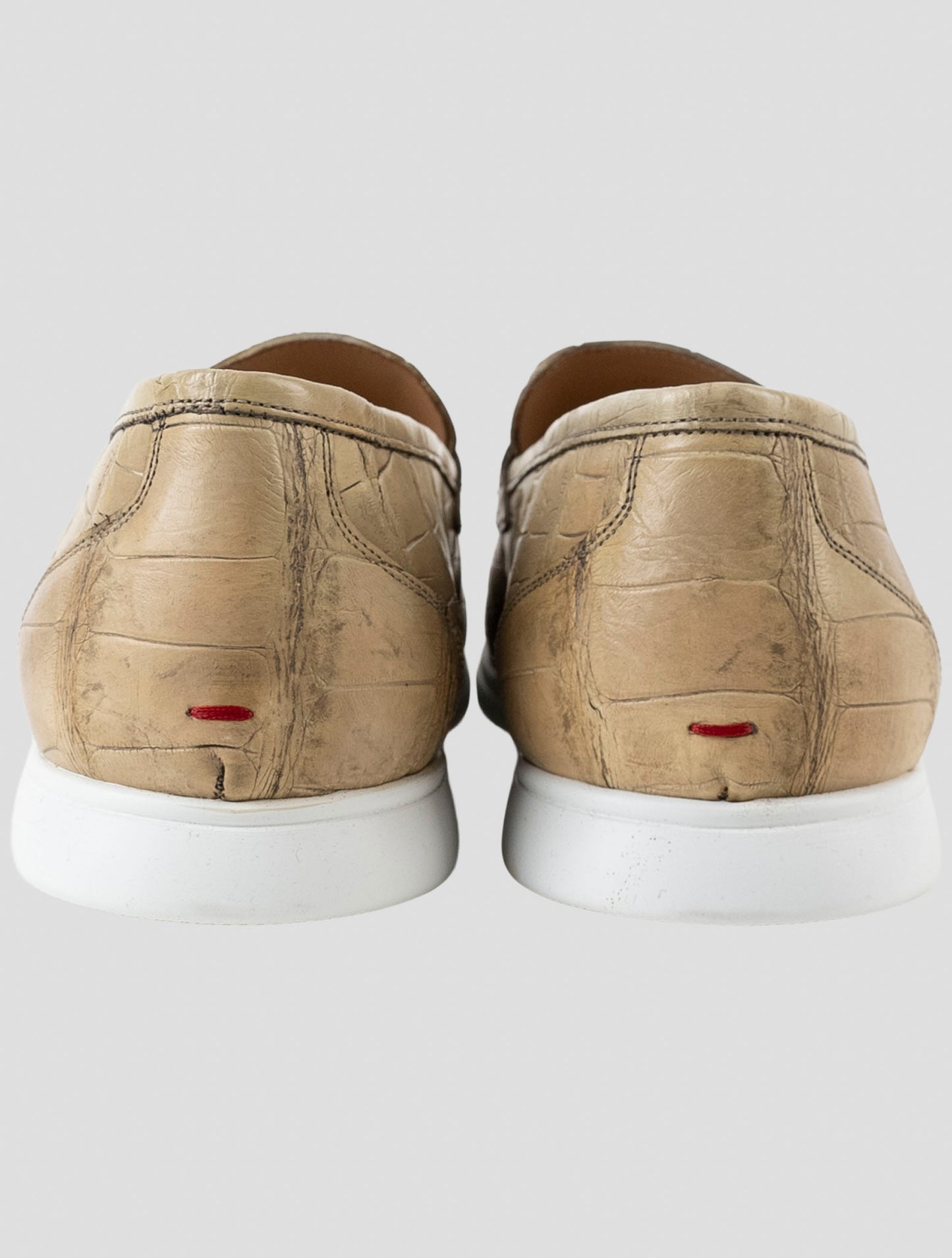 Kiton beige Leather Crocodile Loafers