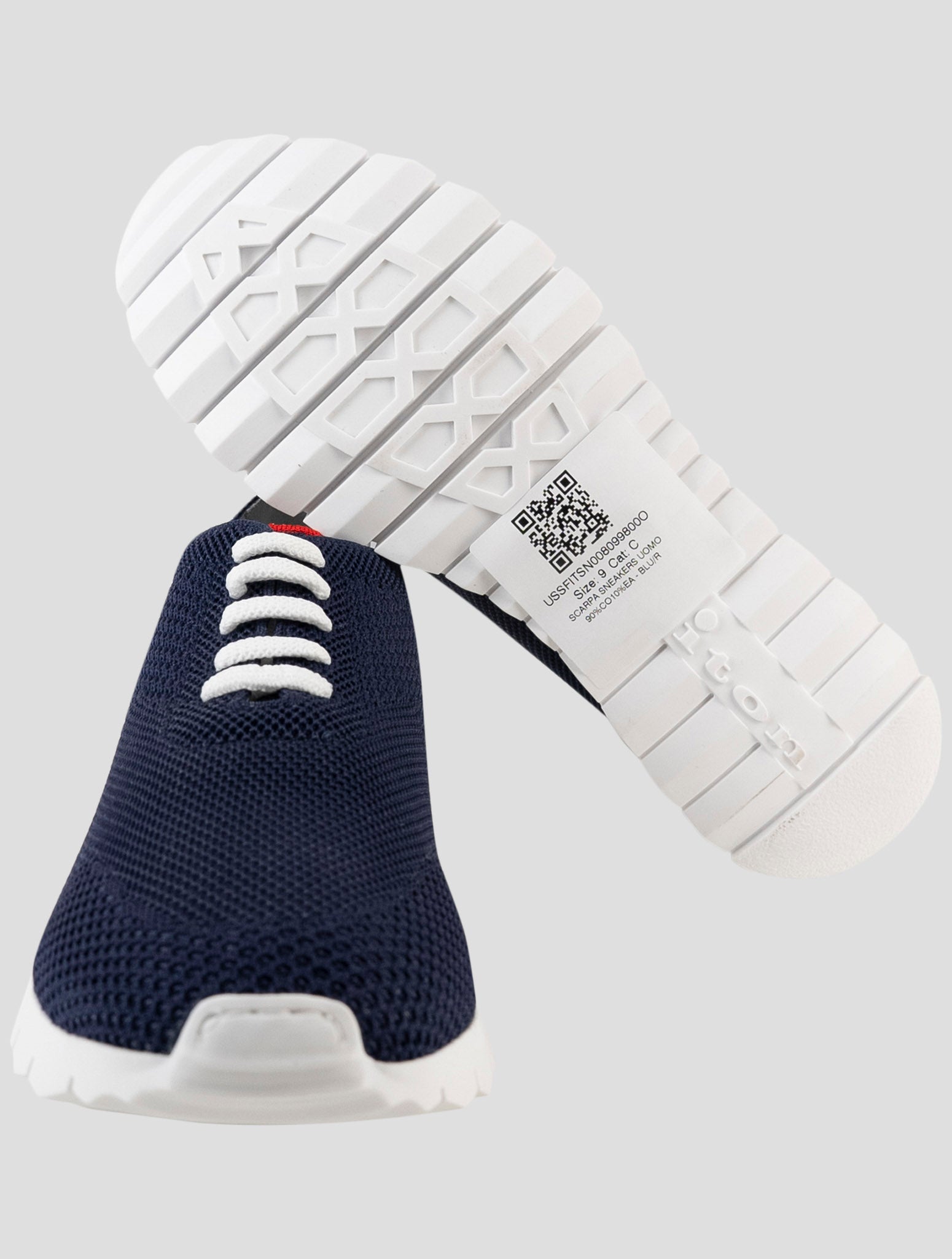 Kiton Blue Red Cotton Ea Sneakers