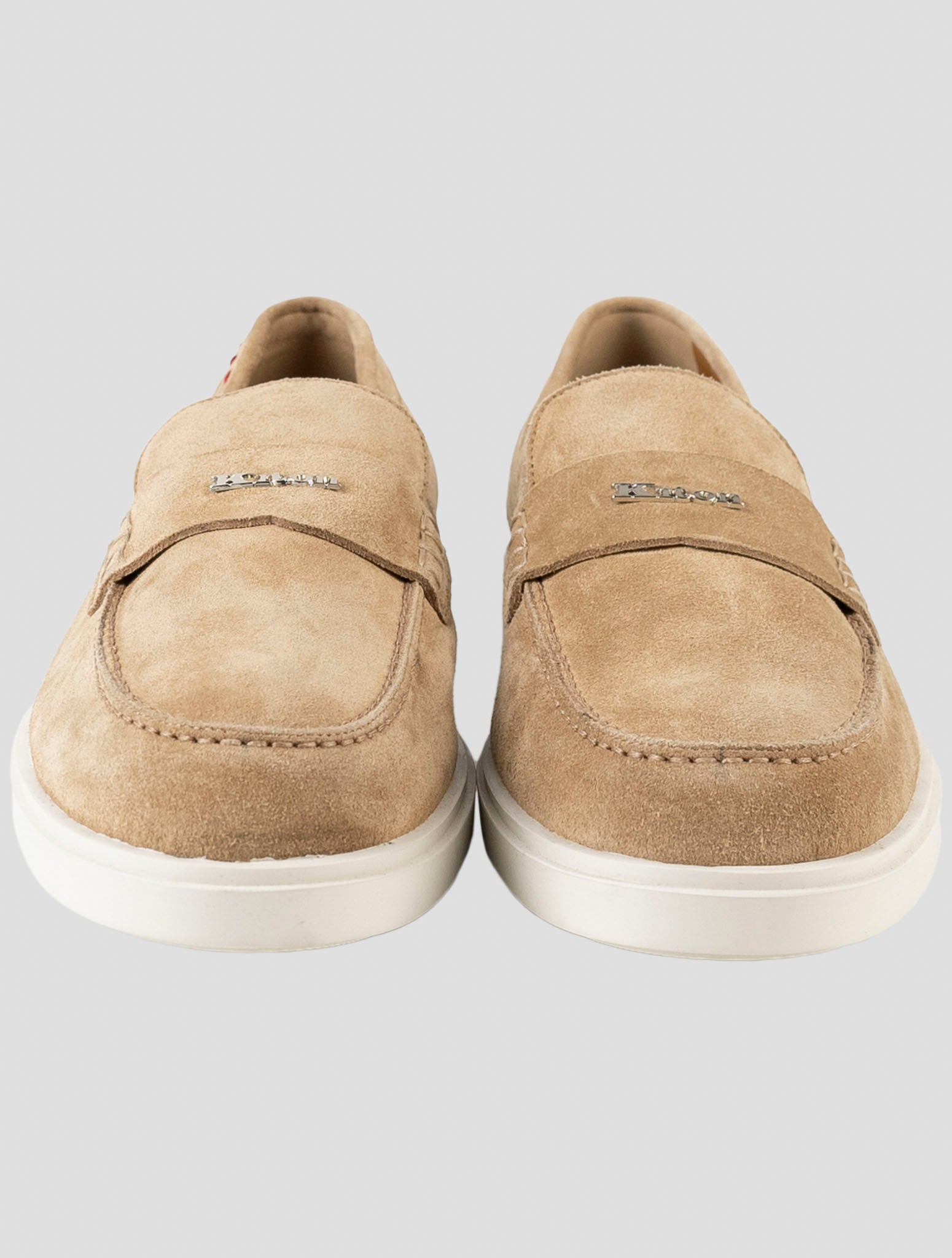 Kiton Beige Leather Suede Loafers