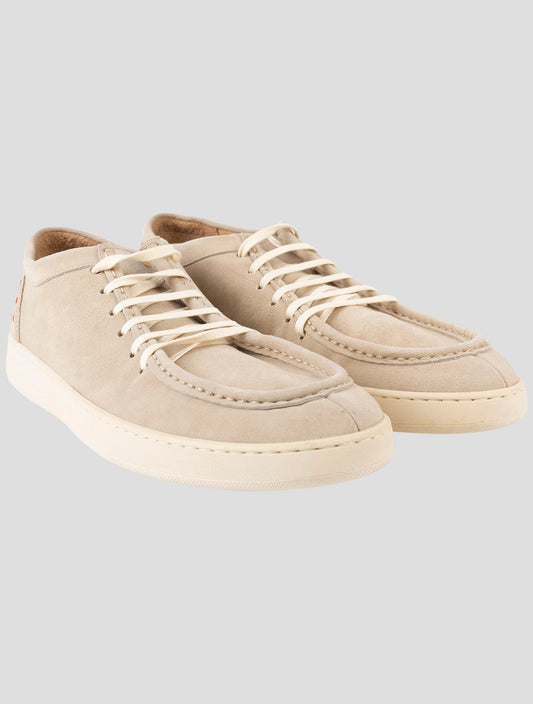 Kiton Beige Leather Suede Sneakers