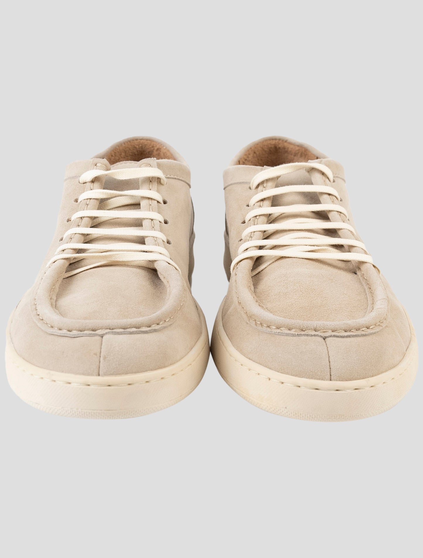 Kiton Beige Leather Suede Sneakers
