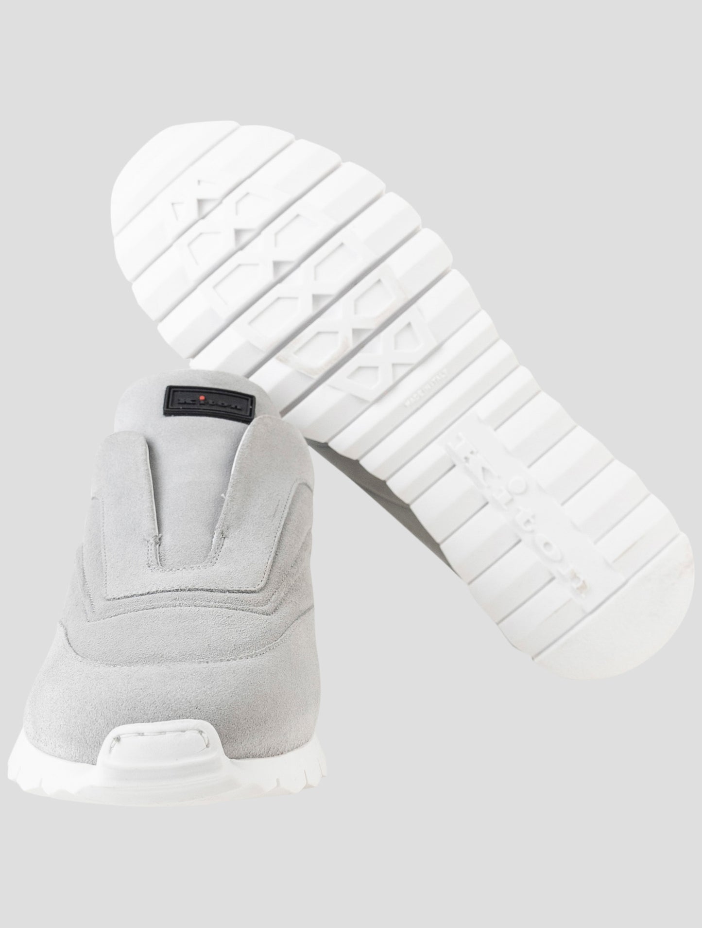 Kiton Gray Leather Suede Sneakers