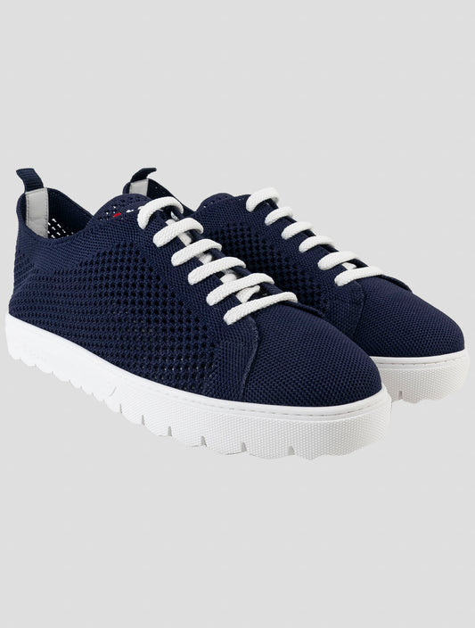 Kiton Blue Cotton Ea Sneakers