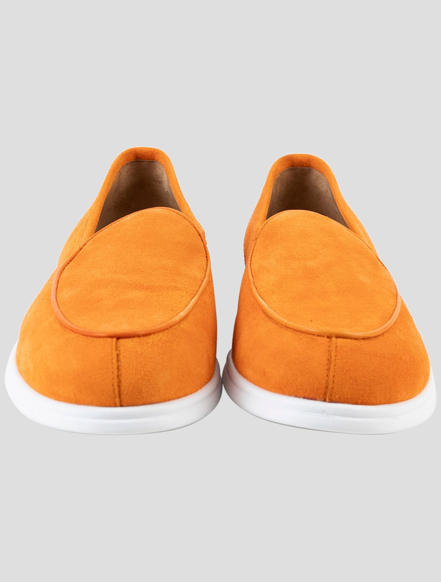Kiton Orange Leather Suede Loafers