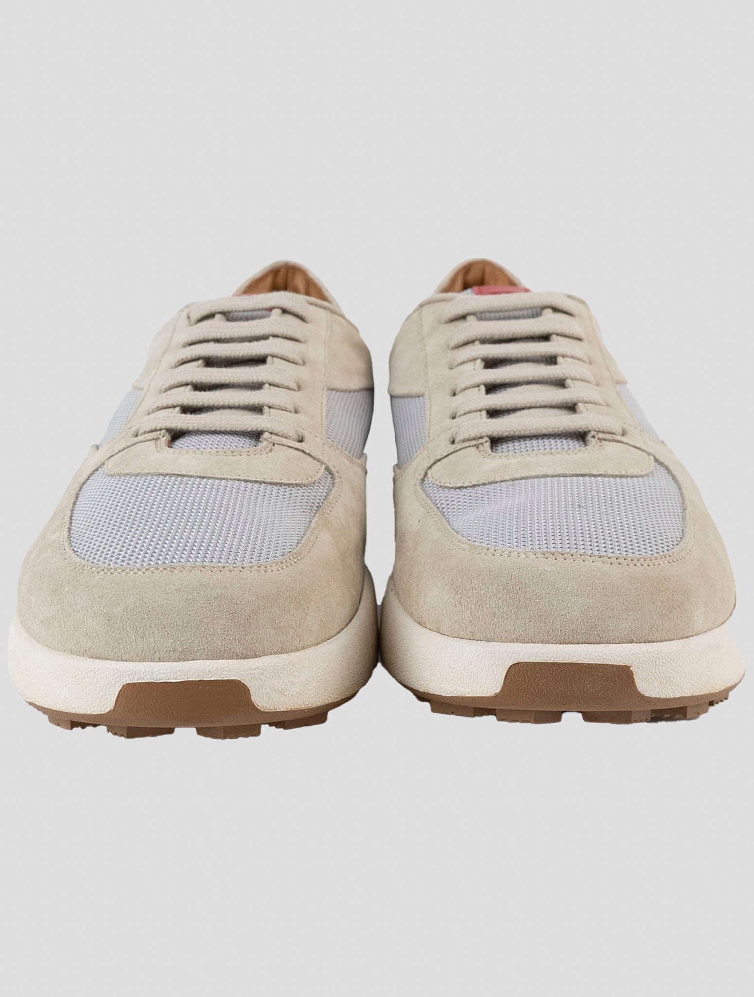 Kiton Beige Pl Leather Suede Sneakers