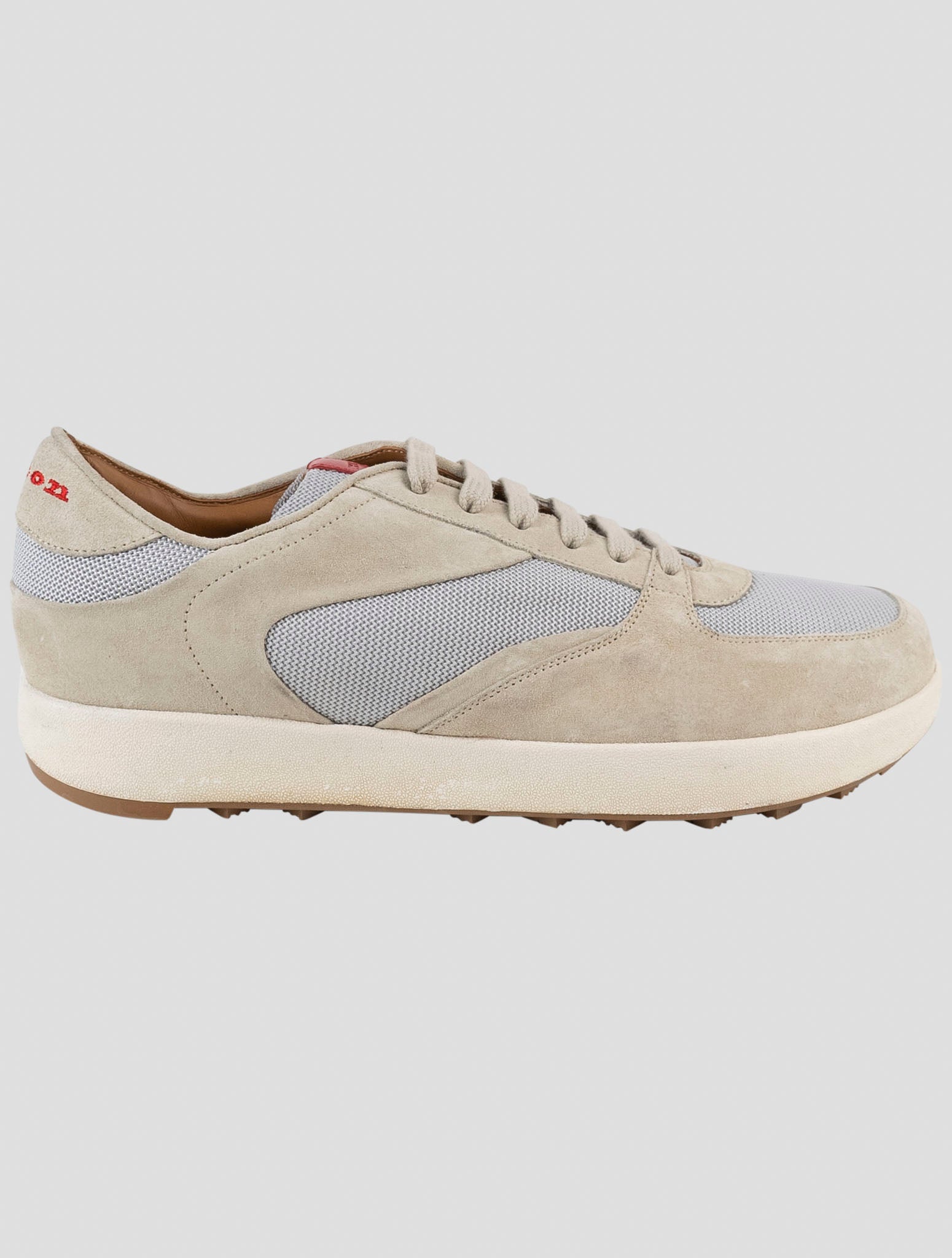 Kiton Beige Pl Leather Suede Sneakers