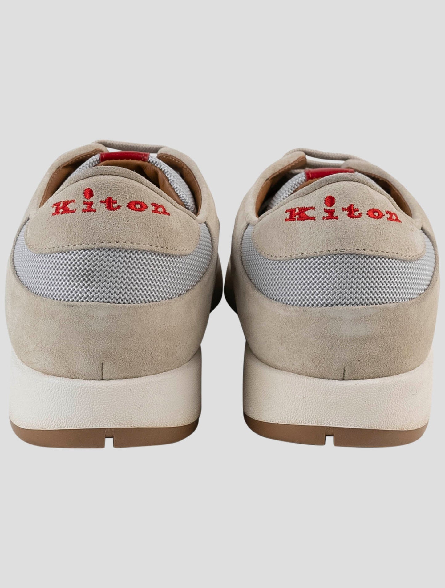 Kiton Beige Pl Leather Suede Sneakers