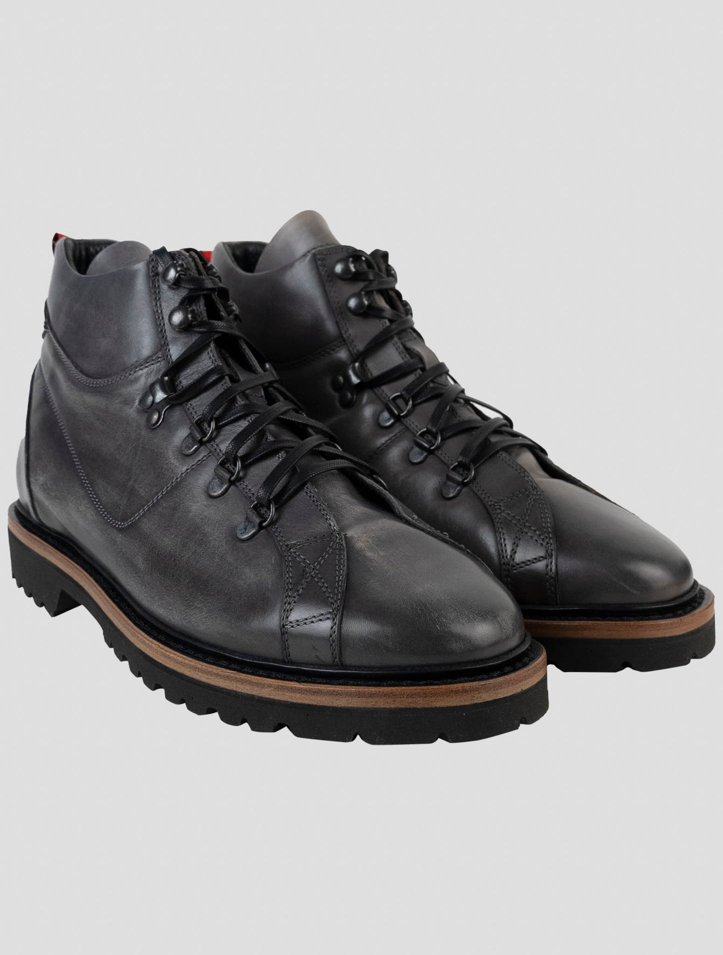 Kiton Gray Leather Boots