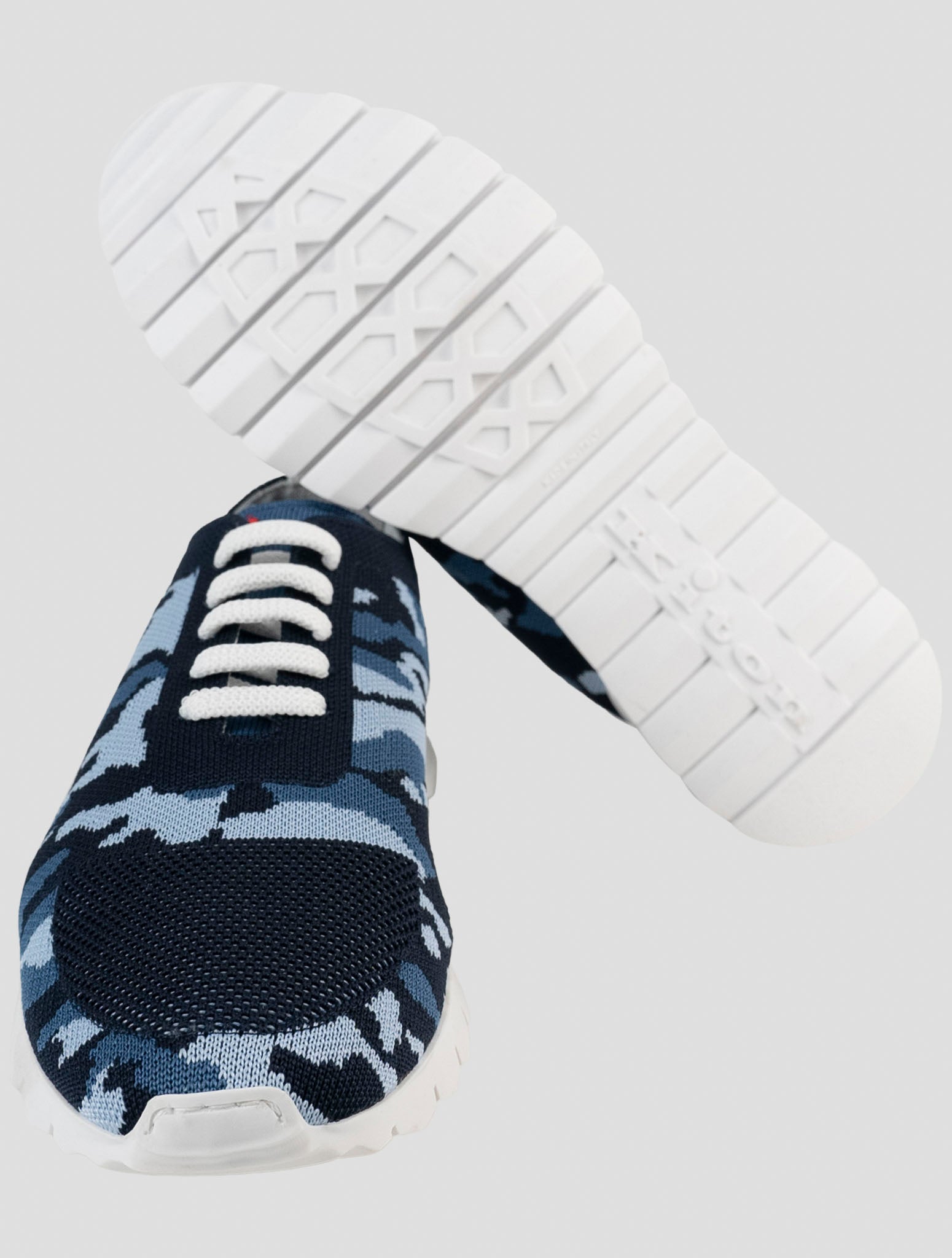 Kiton Blue Cotton Ea Sneakers