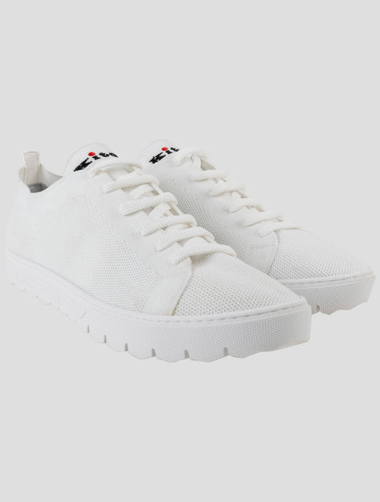 Kiton White Cotton Ea Sneakers