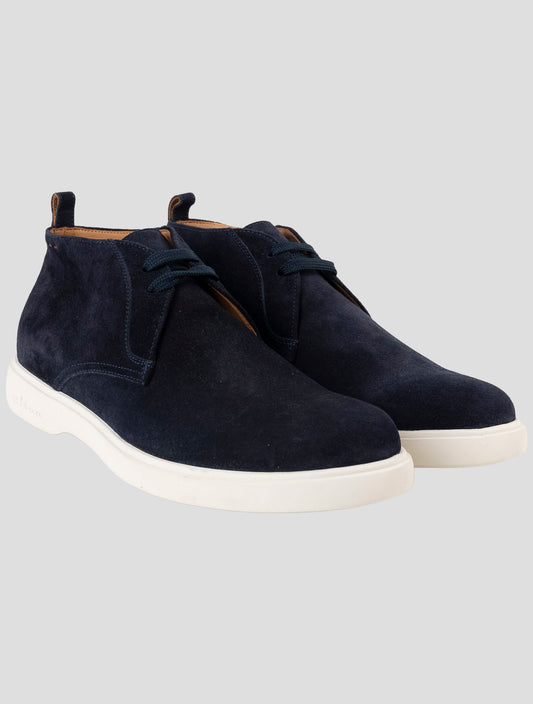 Kiton Blue Leather Suede Sneakers