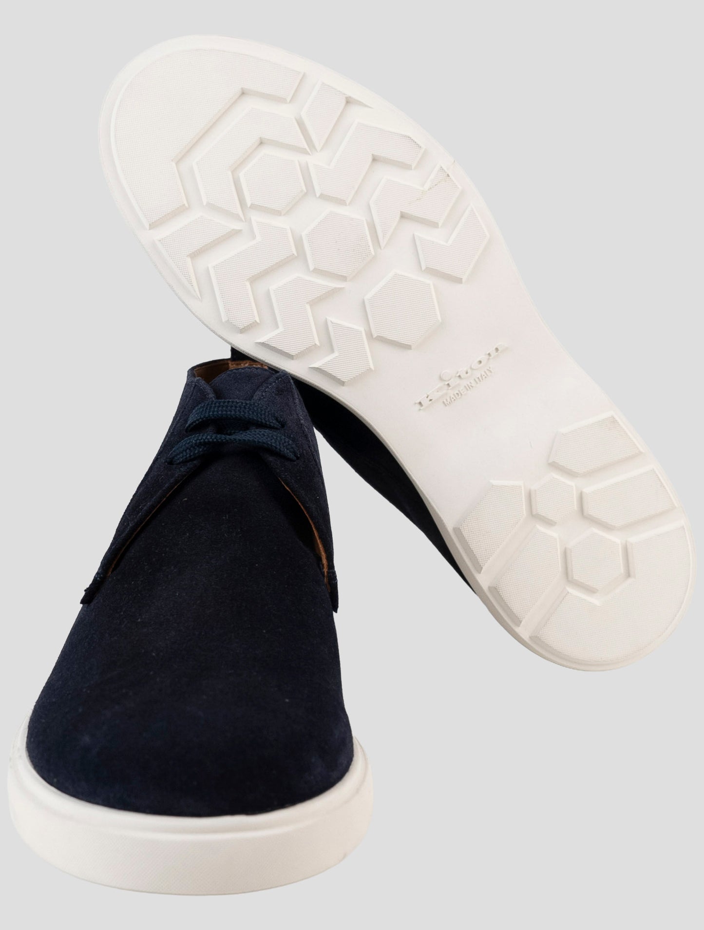 Kiton Blue Leather Suede Sneakers