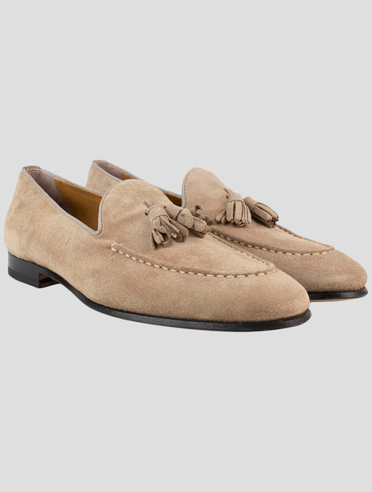Kiton Brown Leather Suede Loafers