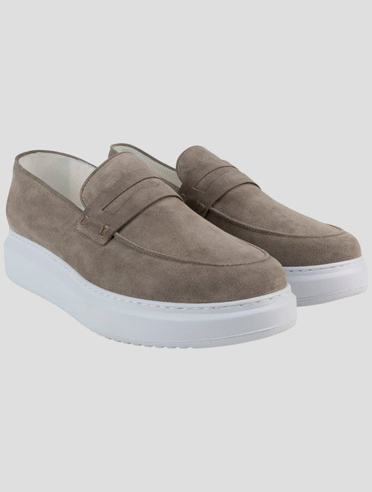 Kiton Beige Leather Suede Loafers