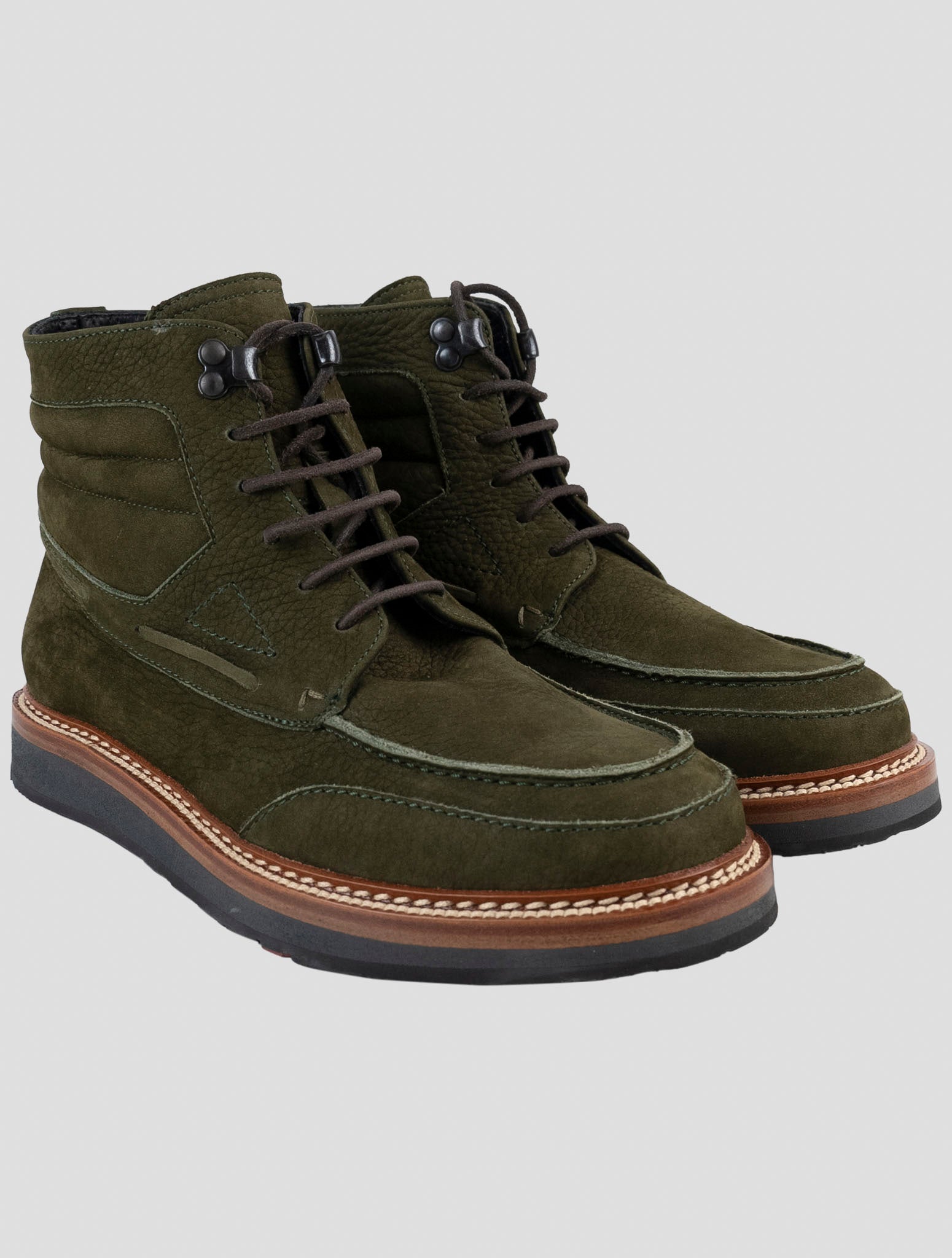 Kiton Green Leather Suede Boots