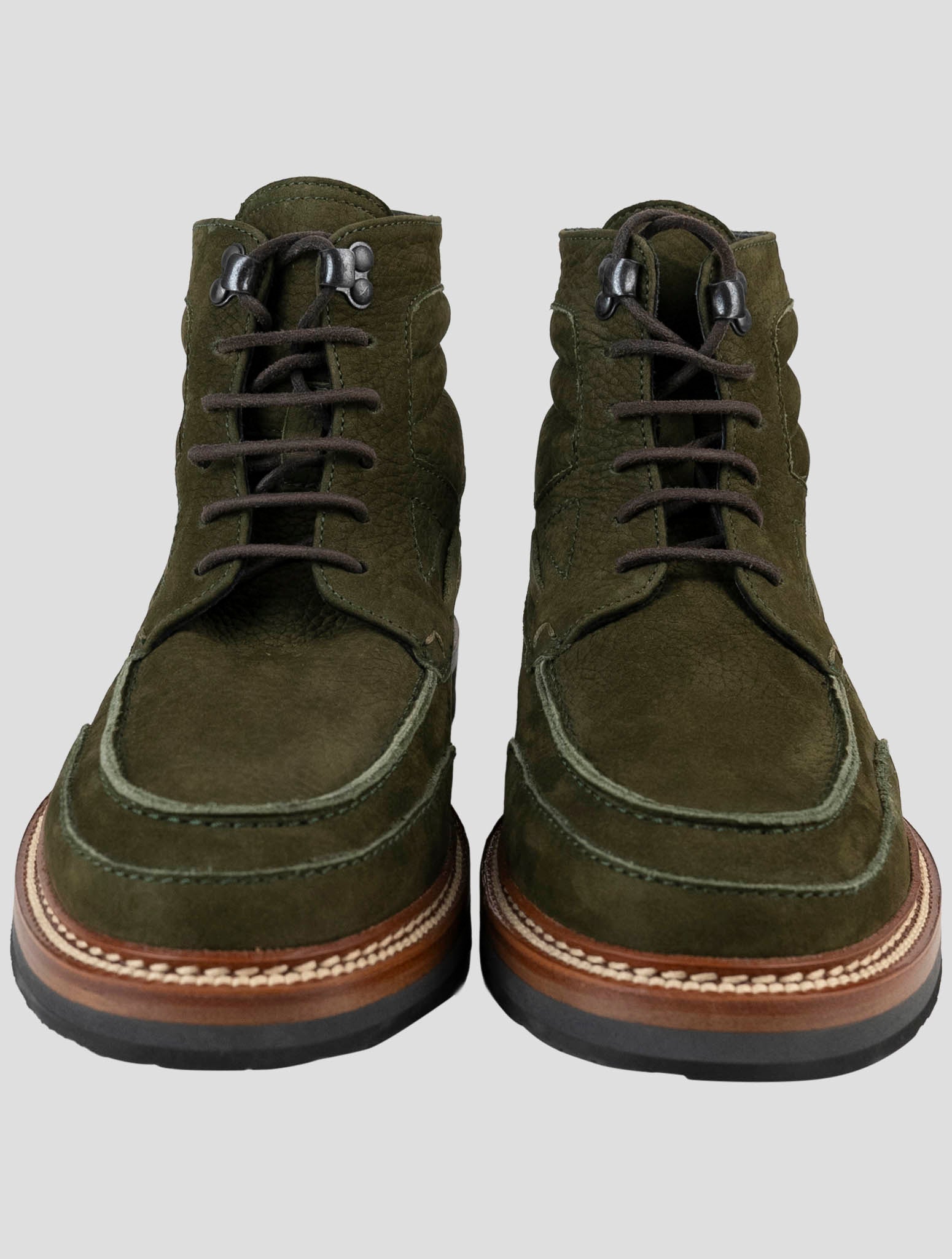 Kiton Green Leather Suede Boots