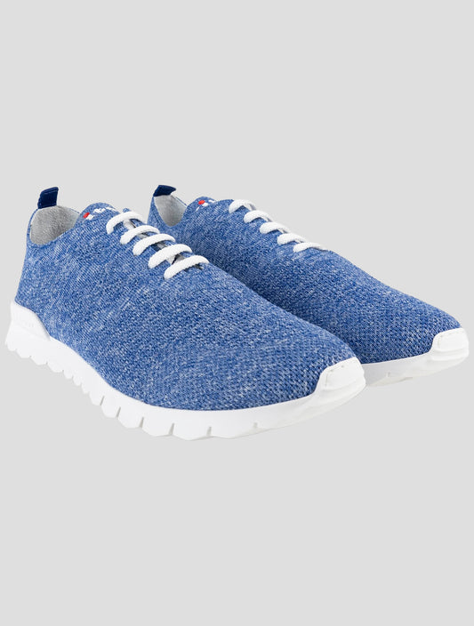Kiton Blue Cotton Ea Sneakers
