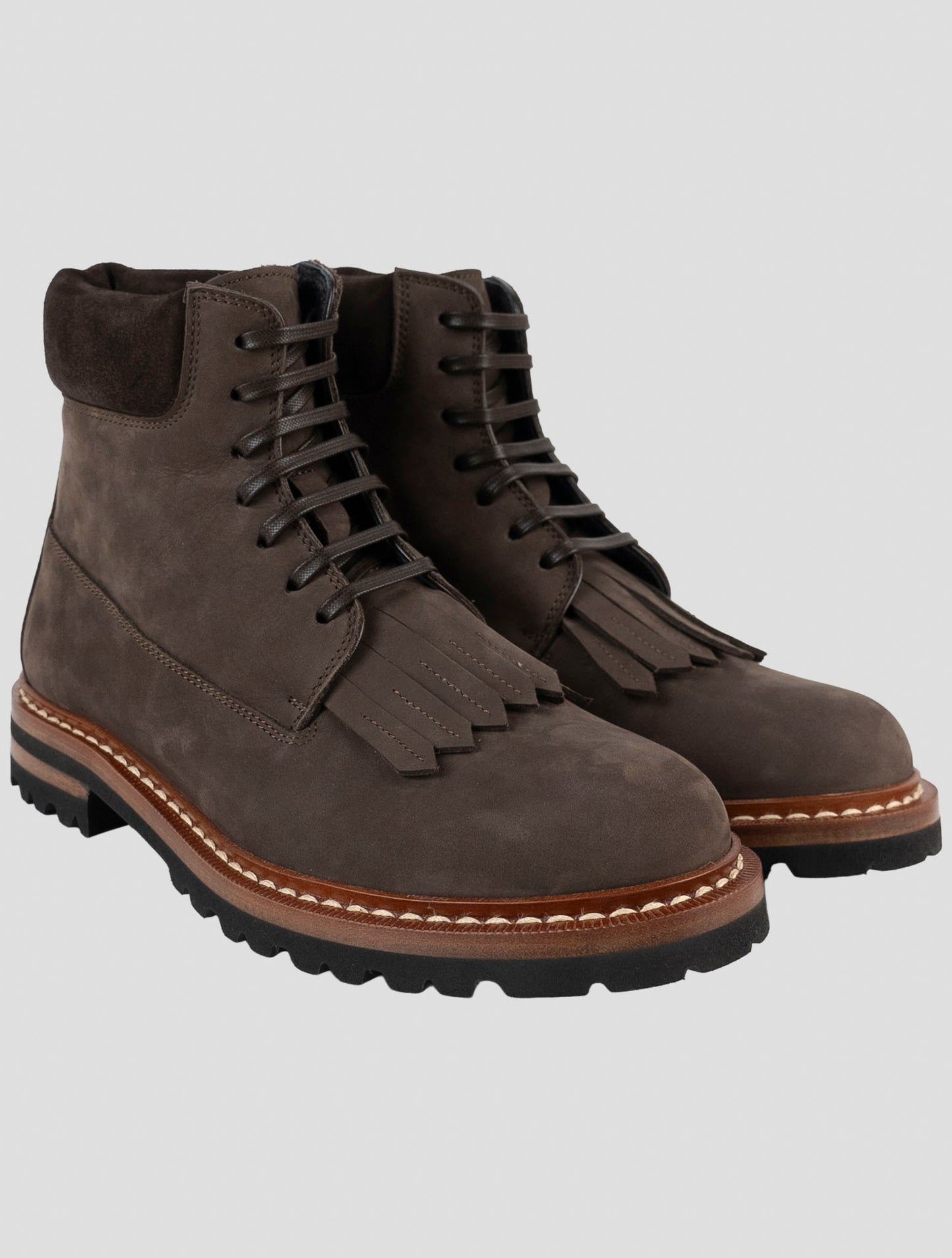 Kiton Knt Brown Leather Suede Boots