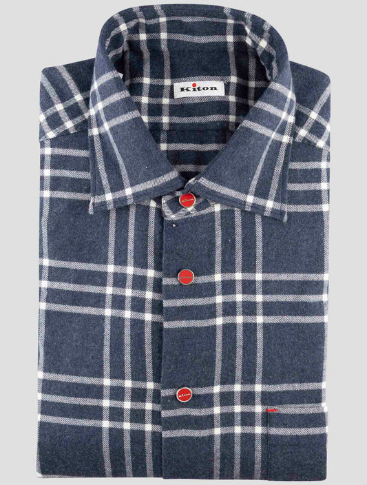 Kiton Blue Cotton Shirt