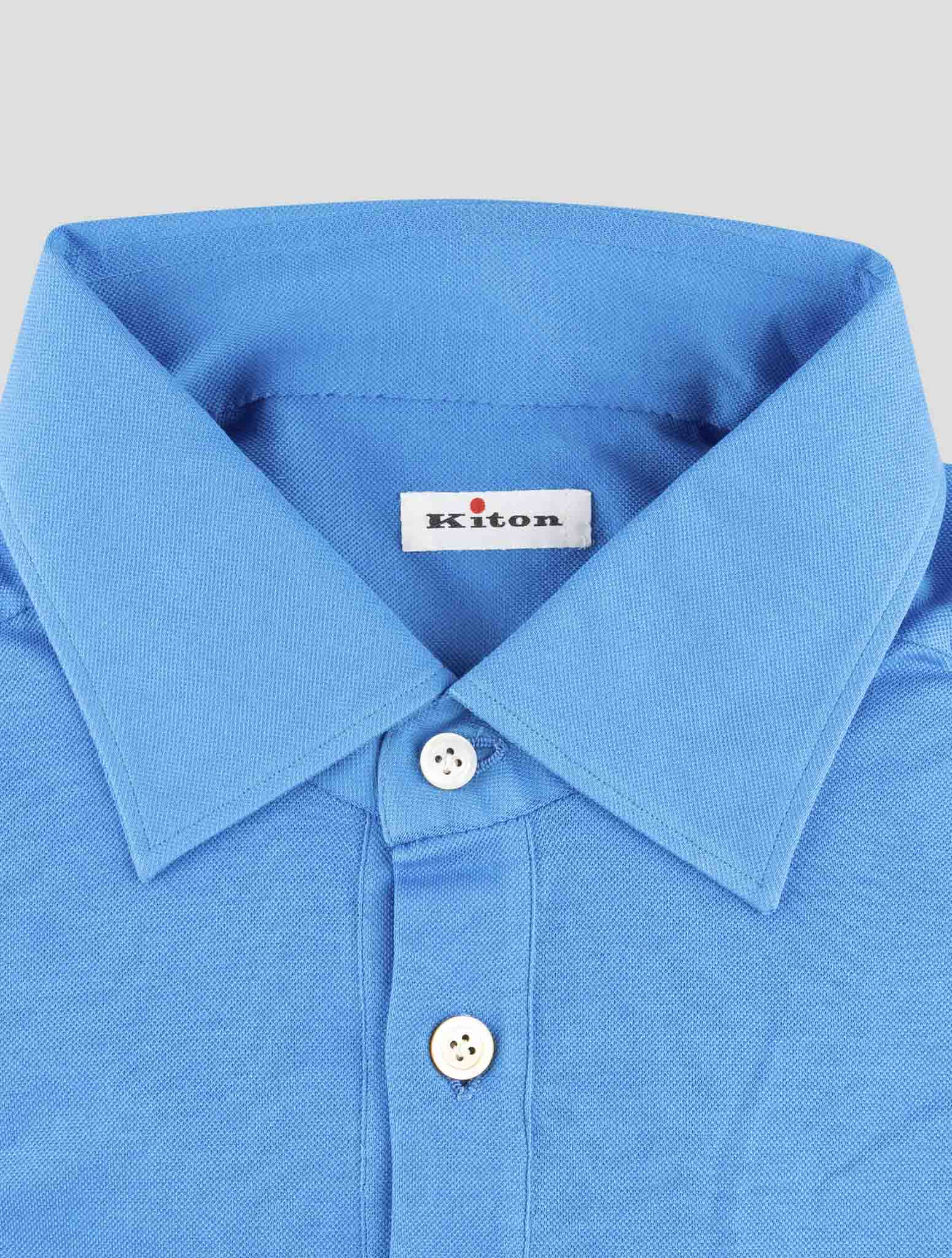 Kiton Blue Cotton Polo