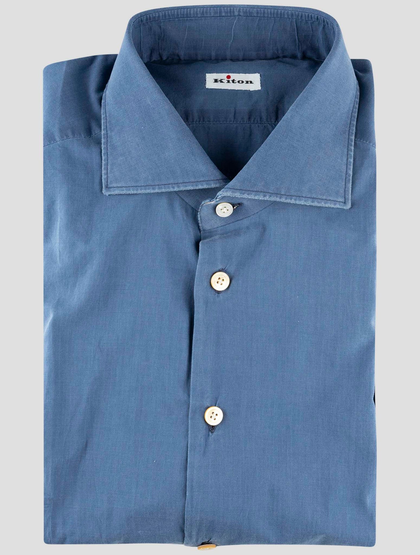 Kiton Blue Cotton Shirt