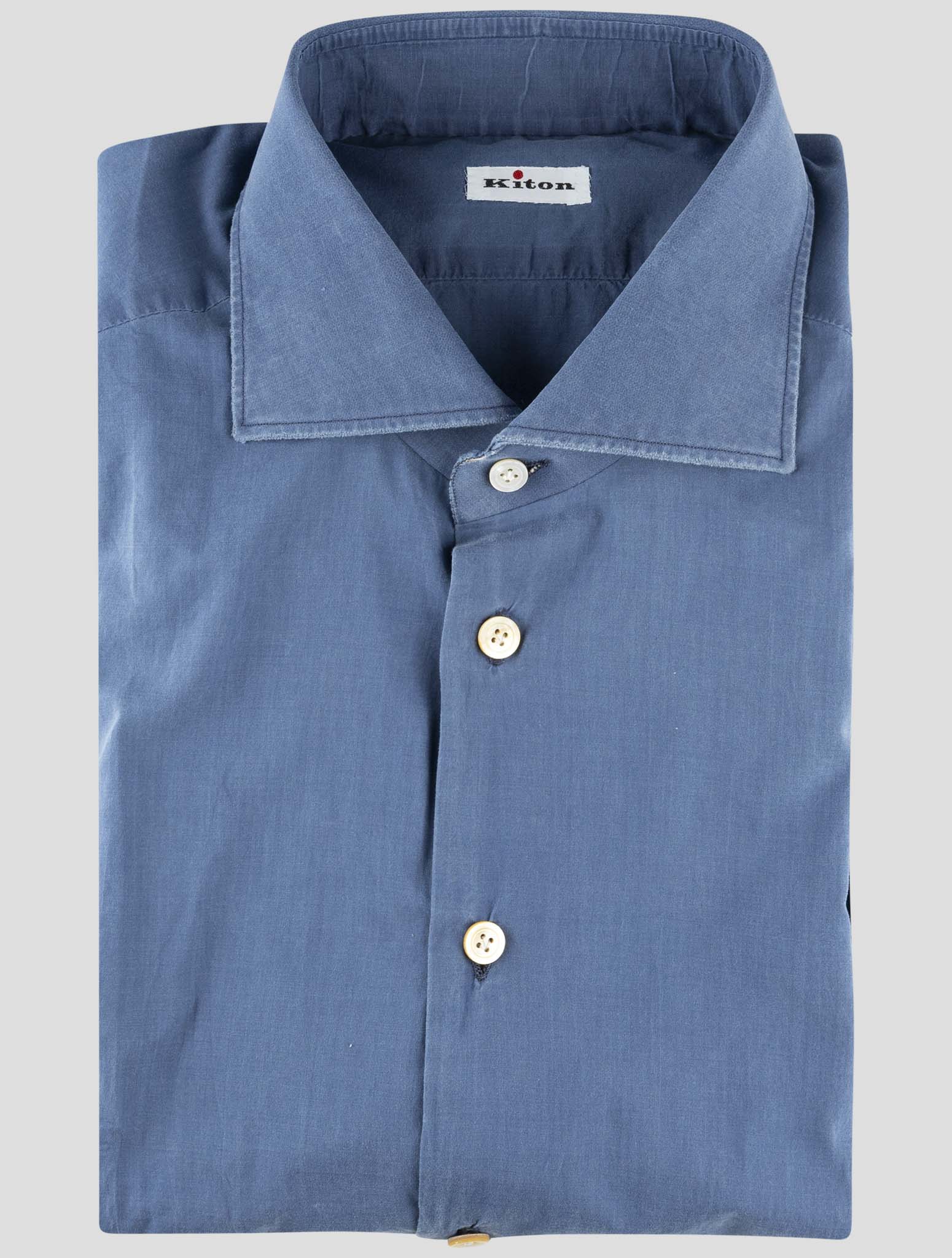Kiton Blue Cotton Shirt