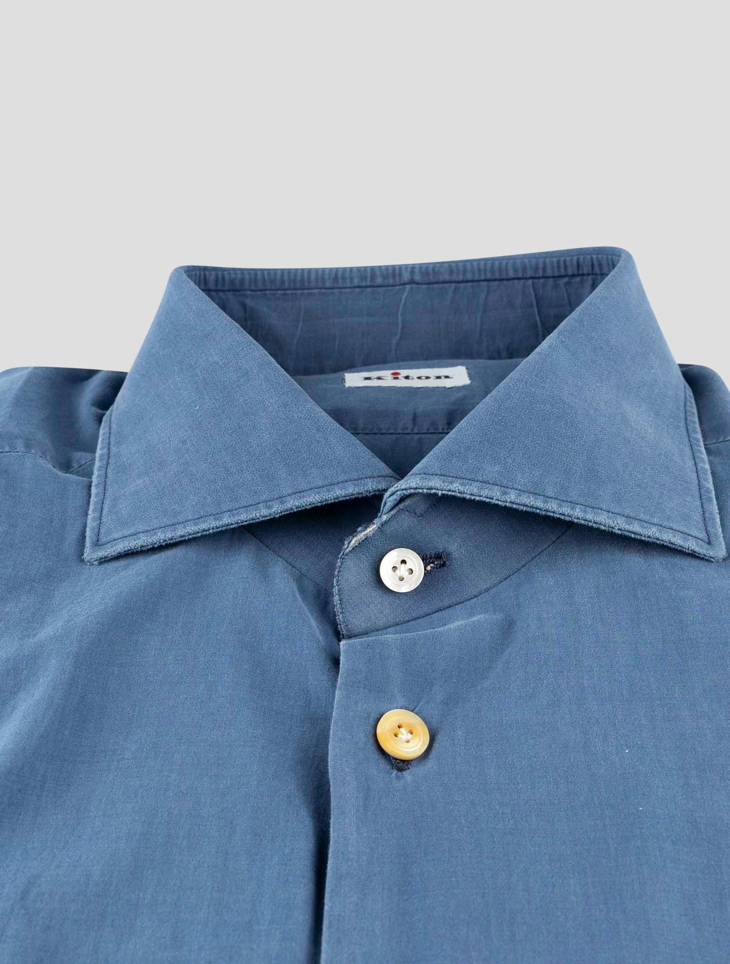 Kiton Blue Cotton Shirt