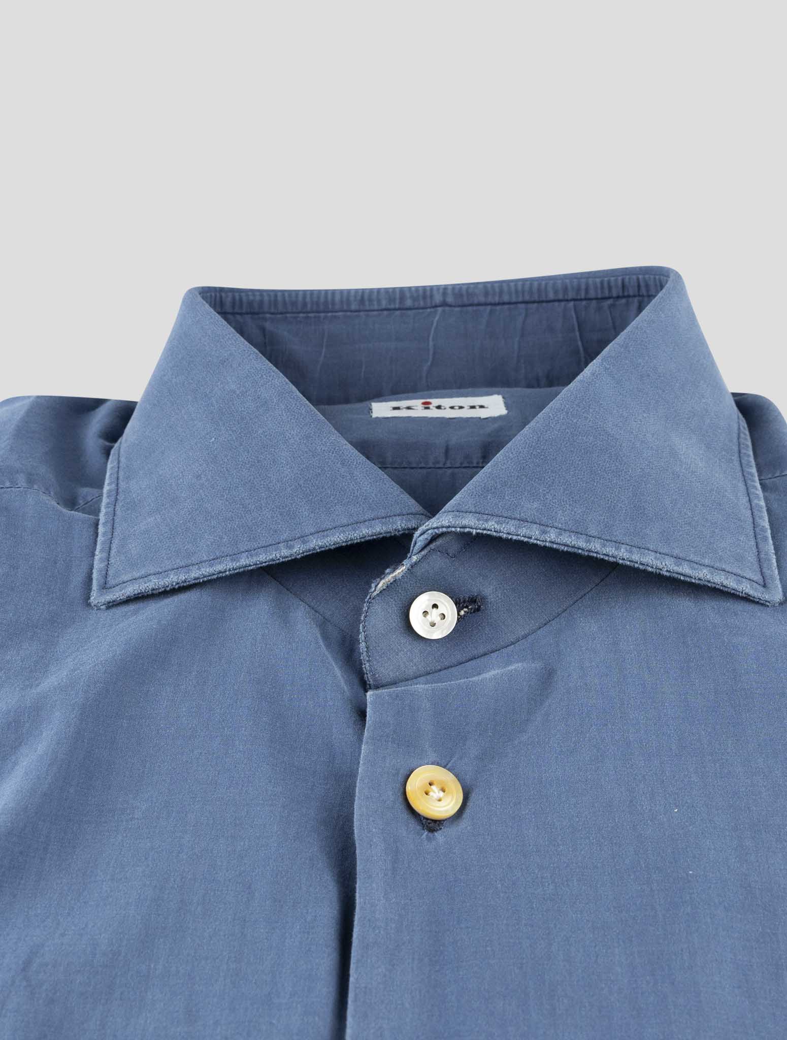 Kiton Blue Cotton Shirt