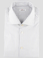 Kiton Gray White Cotton Shirt